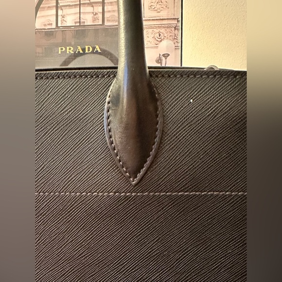 Prada 2-Way Saffiano Leather Black with Pink Interior Accordion Bag - Picture 10 of 15